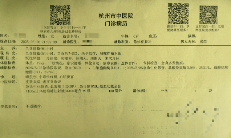 帕丘卡vs萨尔茨堡红牛_6岁女童被马蜂蜇伤辗转5家医院才得到治疗帕丘卡vs萨尔茨堡红牛？杭州卫健委：会反映给相关处室