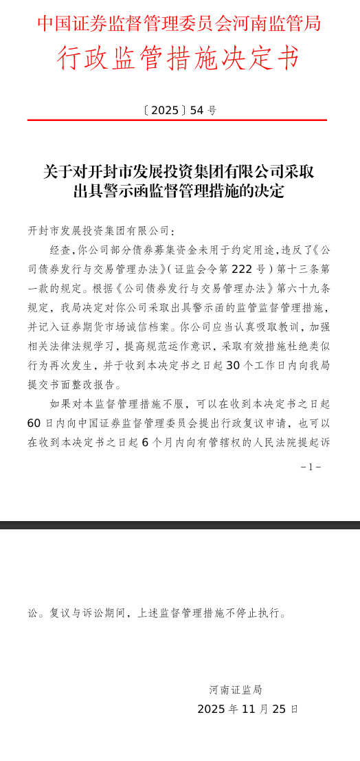 皇冠信用網申请开通
_开封市发展投资集团被出具警示函皇冠信用網申请开通
,涉募集资金未用于约定用途